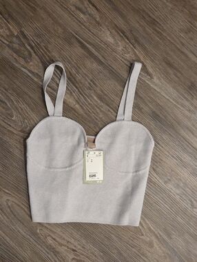 H&M Light Gray Cropped Tank Top